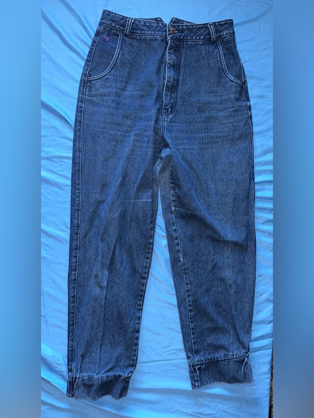Vintage Seattle Blues High-Rise Boyfriend Jeans in Dark Blue